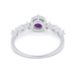 Art Deco Petite Dainty Wedding Ring Round Cubic Zirconia 925 Sterling Silver