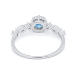 Art Deco Petite Dainty Wedding Ring Round Cubic Zirconia 925 Sterling Silver