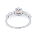 Art Deco Petite Dainty Wedding Ring Round Cubic Zirconia 925 Sterling Silver