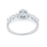 Art Deco Petite Dainty Wedding Ring Round Cubic Zirconia 925 Sterling Silver