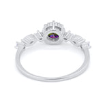 Art Deco Petite Dainty Wedding Ring Round Cubic Zirconia 925 Sterling Silver