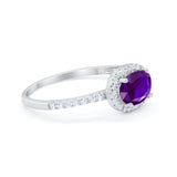 Sideways Halo Oval Engagement Ring Round Cubic Zirconia 925 Sterling Silver