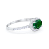 Sideways Halo Oval Engagement Ring Round Cubic Zirconia 925 Sterling Silver
