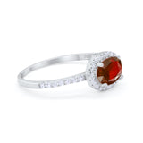 Sideways Halo Oval Engagement Ring Round Cubic Zirconia 925 Sterling Silver