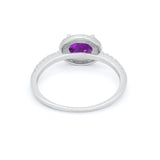 Sideways Halo Oval Engagement Ring Round Cubic Zirconia 925 Sterling Silver