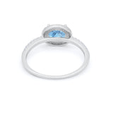 Sideways Halo Oval Engagement Ring Round Cubic Zirconia 925 Sterling Silver
