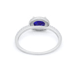 Sideways Halo Oval Engagement Ring Round Cubic Zirconia 925 Sterling Silver
