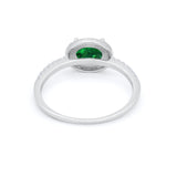 Sideways Halo Oval Engagement Ring Round Cubic Zirconia 925 Sterling Silver