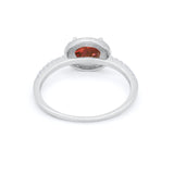 Sideways Halo Oval Engagement Ring Round Cubic Zirconia 925 Sterling Silver
