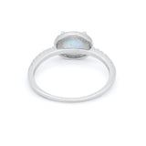 Sideways Halo Oval Engagement Ring Round Cubic Zirconia 925 Sterling Silver