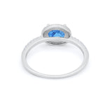 Sideways Halo Oval Engagement Ring Round Cubic Zirconia 925 Sterling Silver