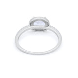 Sideways Halo Oval Engagement Ring Round Cubic Zirconia 925 Sterling Silver