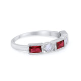 Eternity Band Alternating Baguette Ring Round 925 Sterling Silver