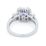 Three Stone Wedding Ring Emerald Cut Baguette Cubic Zirconia 925 Sterling Silver