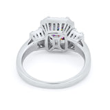 Three Stone Wedding Ring Emerald Cut Baguette Cubic Zirconia 925 Sterling Silver