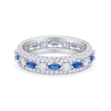 Art Deco Full Eternity Band Ring Round 925 Sterling Silver