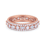 Art Deco Full Eternity Band Ring Round 925 Sterling Silver