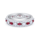 Art Deco Full Eternity Band Ring Round 925 Sterling Silver
