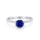 Art Deco Solitaire Accent Dazzling Wedding Ring Round Cubic Zirconia 925 Sterling Silver