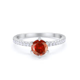 Art Deco Solitaire Accent Dazzling Wedding Ring Round Cubic Zirconia 925 Sterling Silver