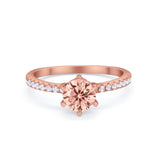 Art Deco Solitaire Accent Dazzling Wedding Ring Round Cubic Zirconia 925 Sterling Silver