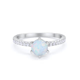 Art Deco Solitaire Accent Dazzling Wedding Ring Round Cubic Zirconia 925 Sterling Silver