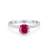 Art Deco Solitaire Accent Dazzling Wedding Ring Round Cubic Zirconia 925 Sterling Silver