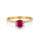 Art Deco Solitaire Accent Dazzling Wedding Ring Round Cubic Zirconia 925 Sterling Silver
