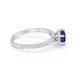 Art Deco Solitaire Accent Dazzling Wedding Ring Round Cubic Zirconia 925 Sterling Silver