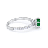 Art Deco Solitaire Accent Dazzling Wedding Ring Round Cubic Zirconia 925 Sterling Silver