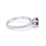Art Deco Solitaire Accent Dazzling Wedding Ring Round Cubic Zirconia 925 Sterling Silver