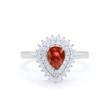 Teardrop Pear Wedding Engagement Bridal Ring Round Cubic Zirconia 925 Sterling Silver