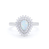 Teardrop Pear Wedding Engagement Bridal Ring Round Cubic Zirconia 925 Sterling Silver