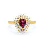 Teardrop Pear Wedding Engagement Bridal Ring Round Cubic Zirconia 925 Sterling Silver