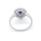 Teardrop Pear Wedding Engagement Bridal Ring Round Cubic Zirconia 925 Sterling Silver
