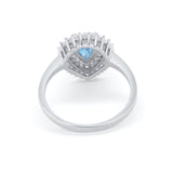 Teardrop Pear Wedding Engagement Bridal Ring Round Cubic Zirconia 925 Sterling Silver