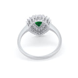 Teardrop Pear Wedding Engagement Bridal Ring Round Cubic Zirconia 925 Sterling Silver