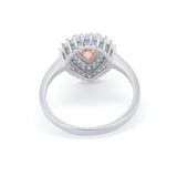 Teardrop Pear Wedding Engagement Bridal Ring Round Cubic Zirconia 925 Sterling Silver
