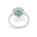 Teardrop Pear Wedding Engagement Bridal Ring Round Cubic Zirconia 925 Sterling Silver