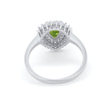 Teardrop Pear Wedding Engagement Bridal Ring Round Cubic Zirconia 925 Sterling Silver