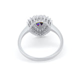 Teardrop Pear Wedding Engagement Bridal Ring Round Cubic Zirconia 925 Sterling Silver