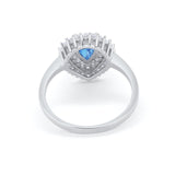 Teardrop Pear Wedding Engagement Bridal Ring Round Cubic Zirconia 925 Sterling Silver