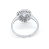 Teardrop Pear Wedding Engagement Bridal Ring Round Cubic Zirconia 925 Sterling Silver
