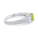 Art Deco Oval Three Stone Wedding Bridal Ring Round Cubic Zirconia 925 Sterling Silver