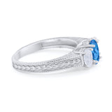 Art Deco Oval Three Stone Wedding Bridal Ring Round Cubic Zirconia 925 Sterling Silver