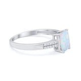 Art Deco Emerald Cut Wedding Engagement Ring Round Cubic Zirconia 925 Sterling Silver