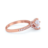 Art Deco Floral Wedding Bridal Ring Round Cubic Zirconia 925 Sterling Silver