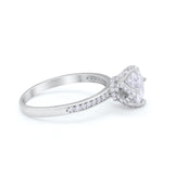 Art Deco Floral Wedding Bridal Ring Round Cubic Zirconia 925 Sterling Silver