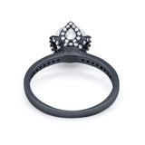 Art Deco Floral Wedding Bridal Ring Round Cubic Zirconia 925 Sterling Silver