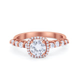 Art Deco Wedding Bridal Ring Round Cubic Zirconia Accent 925 Sterling Silver